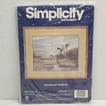 Vintage SIMPLICITY Stitchery Marshland Mallards 14&quot; x 11&quot; Crewel Yarn Ki... - $238.56 MXN