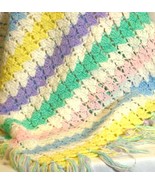 Hand Crocheted Baby Blanket Afghan Multi-Color 48&quot; x 36&quot; - £19.46 GBP