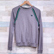 PINK Victorias Secret Perfect Sweatshirt Gray Blue Black Stripe Womens XS - $29.69