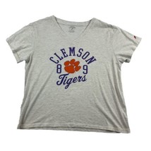 Clemson Tigers V Neck T Shirt Womens XL Beige Cream Short Sleeve League  - £18.18 GBP