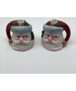 Fitz &amp; Floyd OCI 1991 Santa Face Holiday Christmas Pair Tapered Candle H... - $32.00