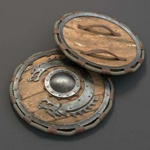 Medieval Warrior Wooden Viking Shield Dragon Face Viking Round Shield  - £143.07 GBP