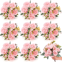 Artificial Peonies Silk Flowers Boho Fake 8 Bundles Flowers Faux Flower Arrangem - £51.96 GBP