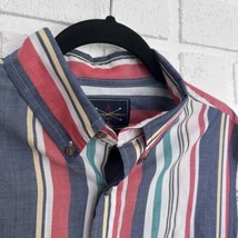 Vintage Button Up Vertical Stripes Colorful Short Sleeve Arrow Company M... - $17.63