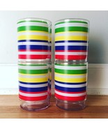 Vintage 70s Morgan Lucite Cocktail Glasses - Rainbow Stripe Design - £27.49 GBP