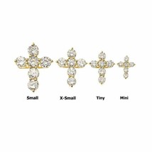 10k Solid Yellow Gold Cross Elegant Pendant Necklace -Minimalist Mini Tiny Small - £68.94 GBP+