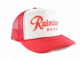 Rainier Beer Hat Trucker Hat Mesh Hat Snapback Hat Red New Adjustable - £19.77 GBP