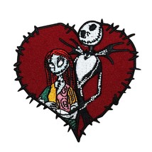 Jack &amp; Sally Love Stitch Heart Iron On Patch Nightmare Before Christmas Applique - £13.38 GBP