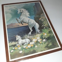 Vtg 70s Unicorn Mother Baby Wood Wall Decor Heart Warmer Gift Plaque NEW... - $19.80