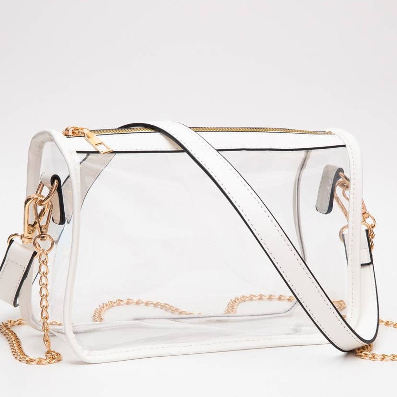 Game Day Stadium Clear Rectangle Crossbody Bags White