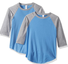 AquaGuard Girls&#39; Big Vintage Baseball T-Shirt-2 Pack Blue Grey Size XS New - £6.71 GBP