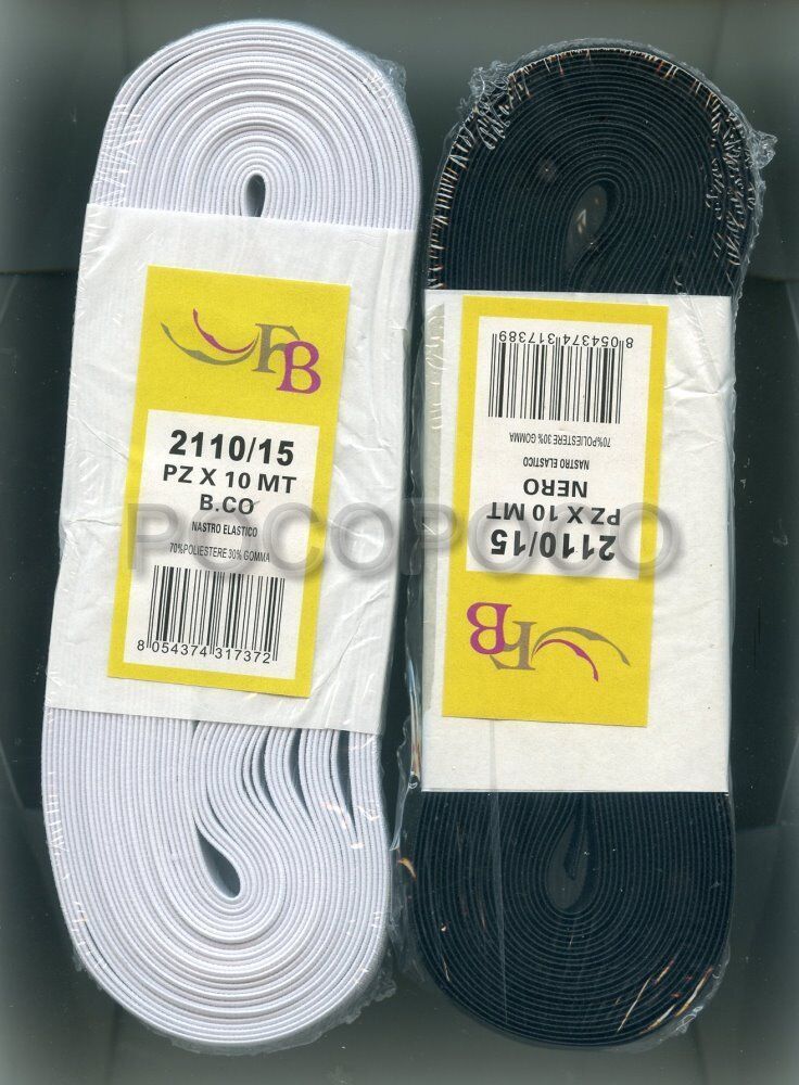 Elastic Band Roll Height 15 Mm 2110/15 Elasticized White Or Black - $1.97+