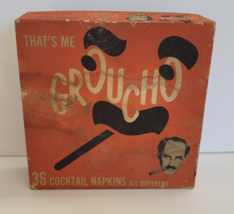 Vintage 1950s That&#39;s Me Groucho Risque 36 Cocktail Napkins &amp; Box Marx Brothers - £77.89 GBP