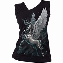 Spiral direct unicorn celestial womens  Gathered Shoulder Slant Vest Black new - £25.73 GBP