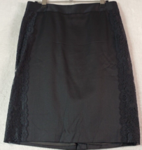 Ann Taylor A Line Skirt Womens Petite 4P Black Lace Rayon Lined Vented Back Zip - £16.55 GBP