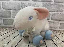 Little Me white blue pink plush bunny rabbit on wheels chime rattle Prestige toy - $29.69