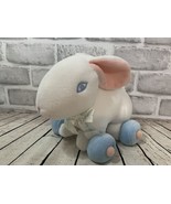 Little Me white blue pink plush bunny rabbit on wheels chime rattle Pres... - £23.70 GBP