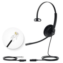 Headset With Microphone Rj9 For Voip Phone Wired Headset Teams Certified... - £56.08 GBP