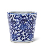 Ornate Taper Planter Indigo Blue Porcelain 7&quot; High Elegant Pot with 6&quot; O... - $67.22 CAD