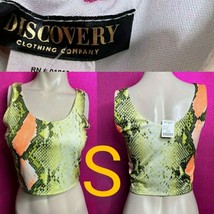 Green Snake Print Glossy Textured Crop Top  Size S - $20.57