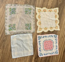 4 PIECE Vintage Lady Handkerchiefs Hankies Pocket Handkerchief Scarf Floral - £7.81 GBP