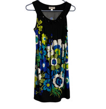 Dressbarn Size 8 Sheath Sleeveless beaded Knit Dresss floral Print Blue Black - £10.01 GBP