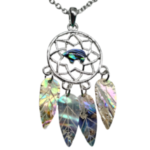 Dream Catcher Pendant Necklace Abalone Paua Shell Gem Ladies Jewellery &amp; Boxed - £20.61 GBP