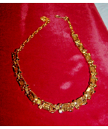 Vintage Signed Lisner Emerald Cut Amber Choker Necklace-16 inches - $40.00