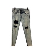 Flying Monkey Platinum Distressed Skinny Jeans Acid Wash Raw Hem Ankle Z... - $34.95 CAD