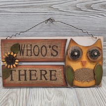 Owl Whoos Who There Wall Decor Sign Fall Harvest Country Sunflower Folk Art - £14.45 GBP