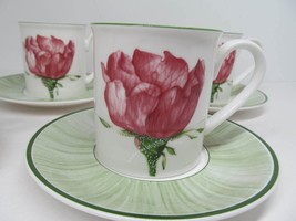 Villeroy And Boch Flora &quot;Wild Rose&quot; Set Of 3  Breakfast Cups With Saucers - $141.55