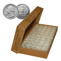 Direct Fit Airtight 24mm Coin Holder Capsules for QUARTERS - CASE QTY: 250 - £52.53 GBP