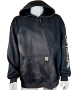Carhartt Loose Fit Hoodie Mens 2XL Black Fleece Sweatshirt Faded Distres... - $582.49 MXN