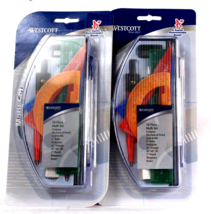 2 Packs Westcott 10 Piece Math Set Compass Pencil Ruler Sharpener Eraser... - £21.96 GBP
