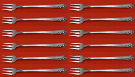 Damask Rose by Oneida Sterling Silver Cocktail Fork Set 12 pieces 5 3/8&quot; - £341.87 GBP