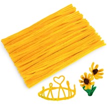 300 Pieces Yellow Pipe Cleaners Craft Supplies Chenille Stems For Kids Diy Art C - £23.44 GBP