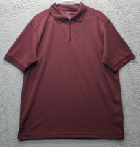 Haggar Cool 18 Pro Polo Shirt Mens Medium Burgundy Golf Performance Quarter Zip - £16.03 GBP