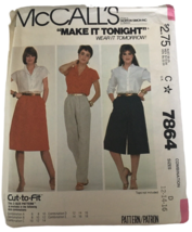 McCalls Sewing Pattern 7864 Skirt Pants Culottes Pockets 1980s 12 14 16 ... - $6.99