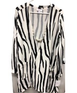 NWT LuLaRoe Large White &amp; Black Striped Caroline Cardigan Hacci Sweater - $41.57