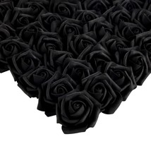200 Pack Black Roses Artificial Flowers For Decoration, Stemless Fake Foam Rose  - £32.76 GBP
