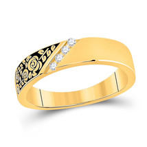 14kt Yellow Gold Mens Round Diamond Wedding Rose Flower Band Ring 1/20 Cttw - £384.41 GBP