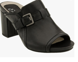 Earthies Trevi Soft Leather Womens Black Hook &amp; Loop Pumps Heels Shoes - £23.35 GBP