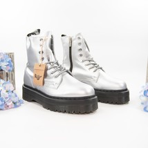 Dr. Martens Jadon Platform Heel Metallic Silver Leather Combat Boots Siz... - $162.86