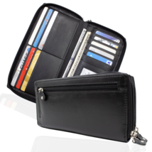 Genuine Leather Credit Card Checkbook Organizer Lady&#39;s Wallet with RFID ... - £11.78 GBP