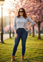 Women Sweater Charter Club Women Merino Wool Long Sleeve Gray Sweater Si... - $68.31