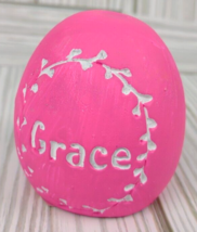 Mini Pink Grace Egg DECOR Table Top Decoration Miniature Engraved Stone Painted - £7.86 GBP