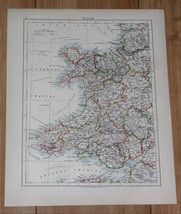 1904 Original Antique Map Of Wales / Verso Northern England York Durham Man Isle - £14.14 GBP