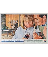 PEPSI-COLA - Pool Hall Man Cave-Couples - Centerfold 1964 Vintage Print Ad - $10.47