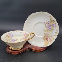 Antique c.1900 A. Lanternier Limoges France Handpainted Coffee Tea Cup &amp; Saucer - £11.09 GBP