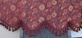 Valances 6 qty Maroon Floral Tapestry-like Wavy Edge Tassels 18&quot; wide x 53&quot; long - £99.90 GBP